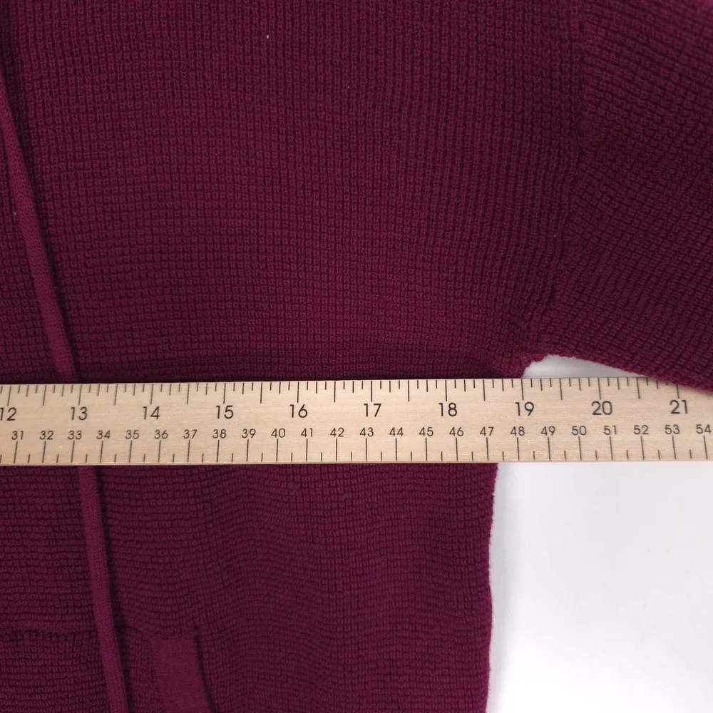 MICHAEL KORS Women's New Sweater SMALL Burgundy Hoodie Waffle Knit QF561C6AP6